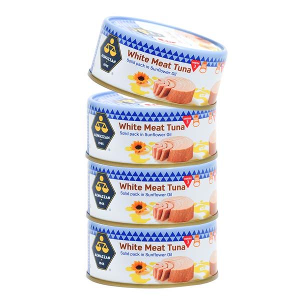 Al Wazzan White Meat Tuna in Sunflower Oil, 4x160g