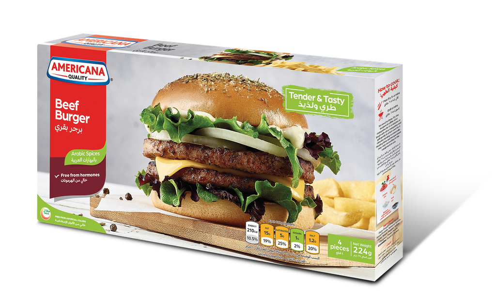 Americana Beef Burger Arabic Spices 4Pcs 224 Gm