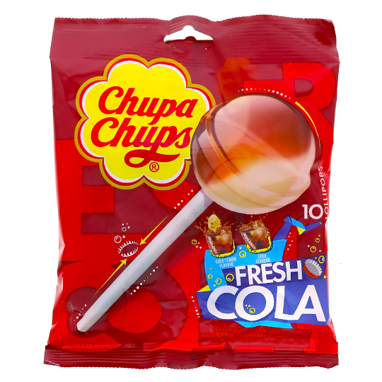 Chupa Chups Fresh Cola Flavour Lollipops 120G 10Pcs