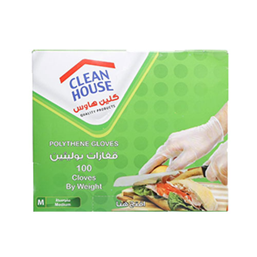 Clean House Polythene Gloves - Medium, 100 Pieces