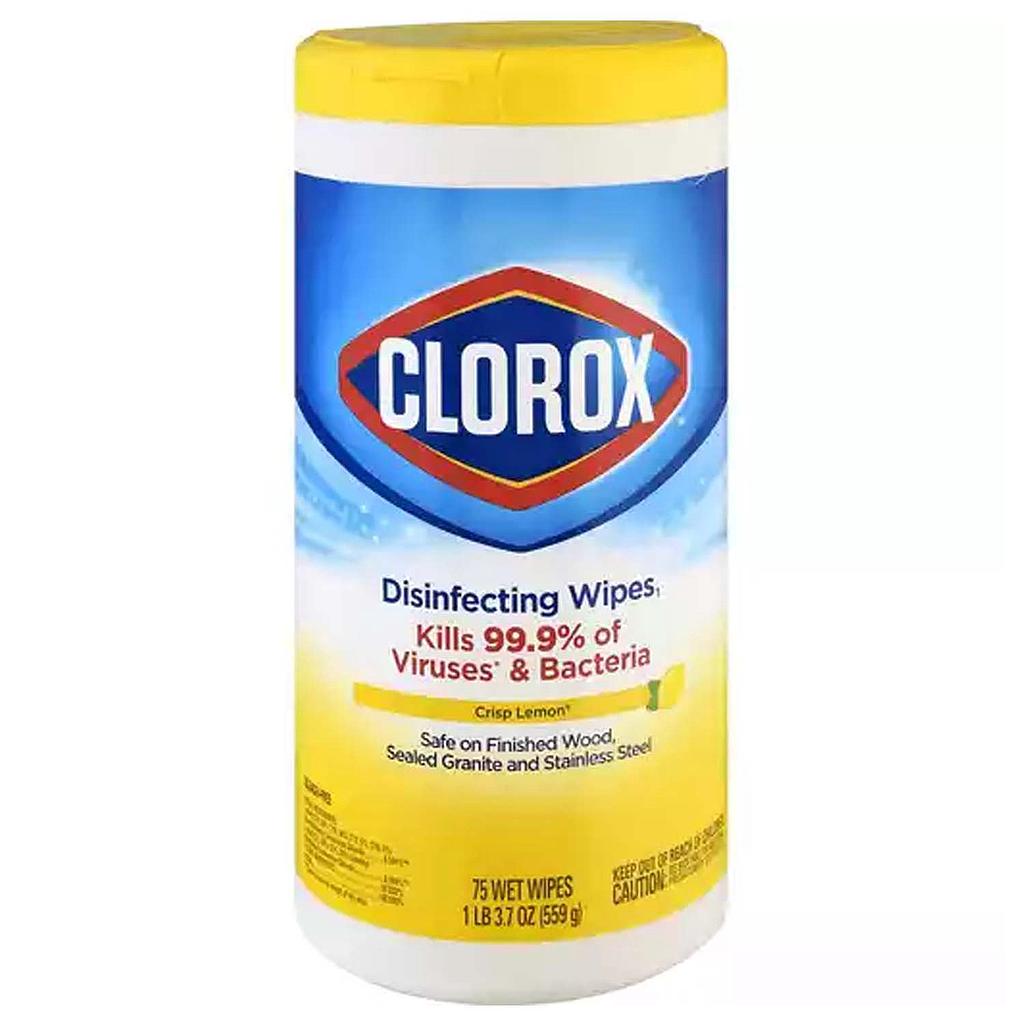 Clorox Lemon Scent Disinfectant Wipes, 75 Wipes