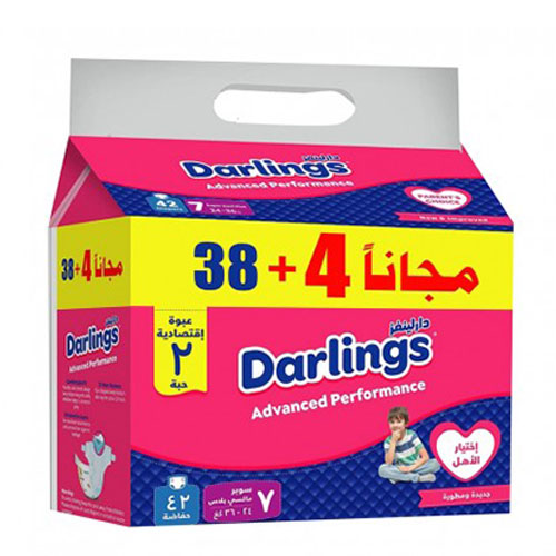 Darlings Advanced [7] B2 Super Maxi Plus 24-36Kg (38 Diapers + 4 Pcs Free)