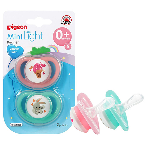 Pigeon Small Minilight Pacifier for 0+ Months Baby Boy, 2 Pieces