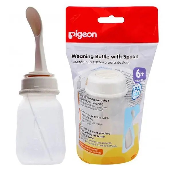 Pigeon 120ml Weaning Bottle With Spoon (6+ Months) - BPA free