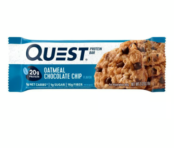 Quest Oatmeal Chocolate Chip Flavored Protein Bar, 60g