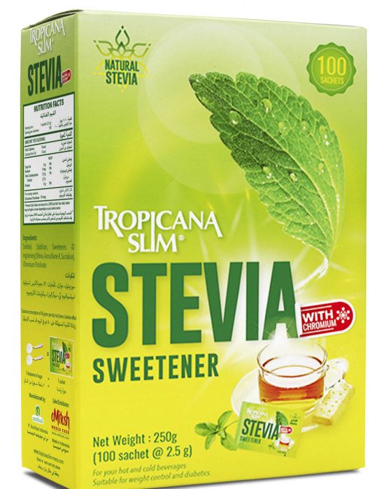 Tropicana Slim Sweetener Stevia W.Chromium 100 Pcs X 250 G