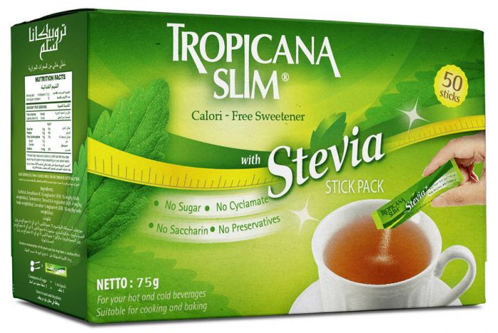 Tropicana Stevia Slim Zero Calorie Sweetener, 50 Sticks