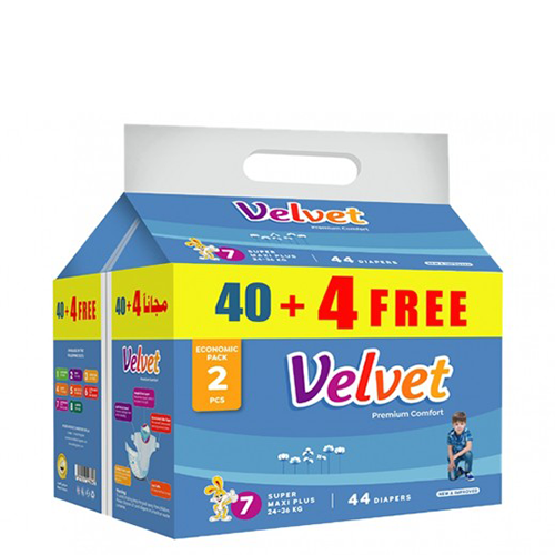 Velvet Comfort [7] B2 Super Maxi Plus 24-36Kg (40 Pcs + 4 Free)