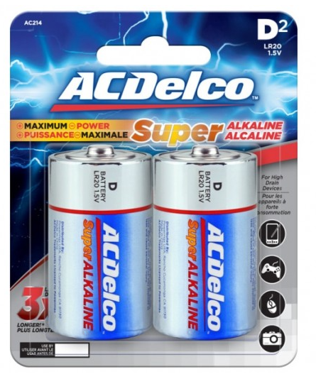 ACDelco Alkaline D2 Battery 2 pc