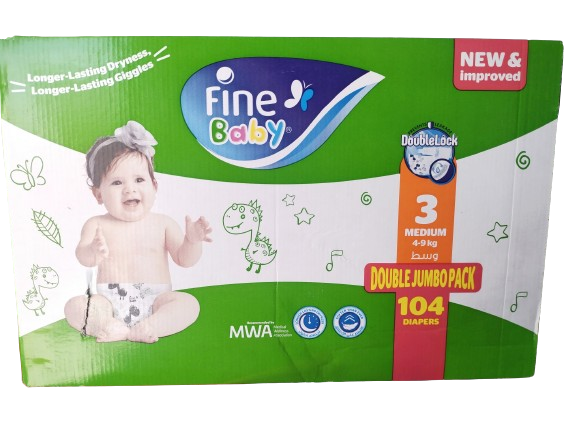 Fine Baby Diaper Green Size 3 Medium Box 104 pcs