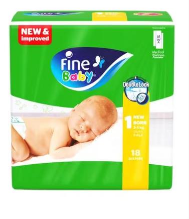 Fine Baby Diapers Size 1 New Born 2-5 kg 18 Diaper