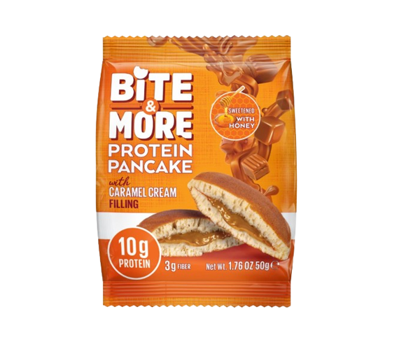 Bite & More Caramel Cream Filled Protein Pancake, 50G