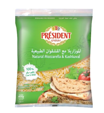 President Shredded Mozzarella & Kashkawan Cheese 400 g