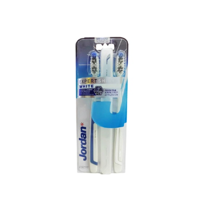 Jordan Expert Shiny White Charcoal and Rubber Coated Bristles Medium Toothbrush