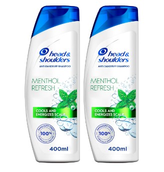 Head & Shoulders Menthol Refresh Anti-Dandruff Shampoo For Itchy Scalp 2 x 400 ml