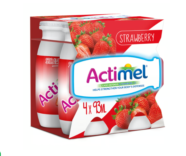 Actimel Strawberry Dairy Drink Yoghurt 93ml x Pack of 4