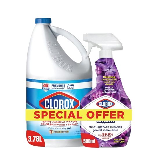 Clorox Bleach Liquid Original 3.78L+500ml Spray Cleaner Tuscan Lavender