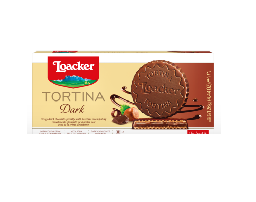 Loacker Tortina Dark Choclate With Hazelnut Filling 126G