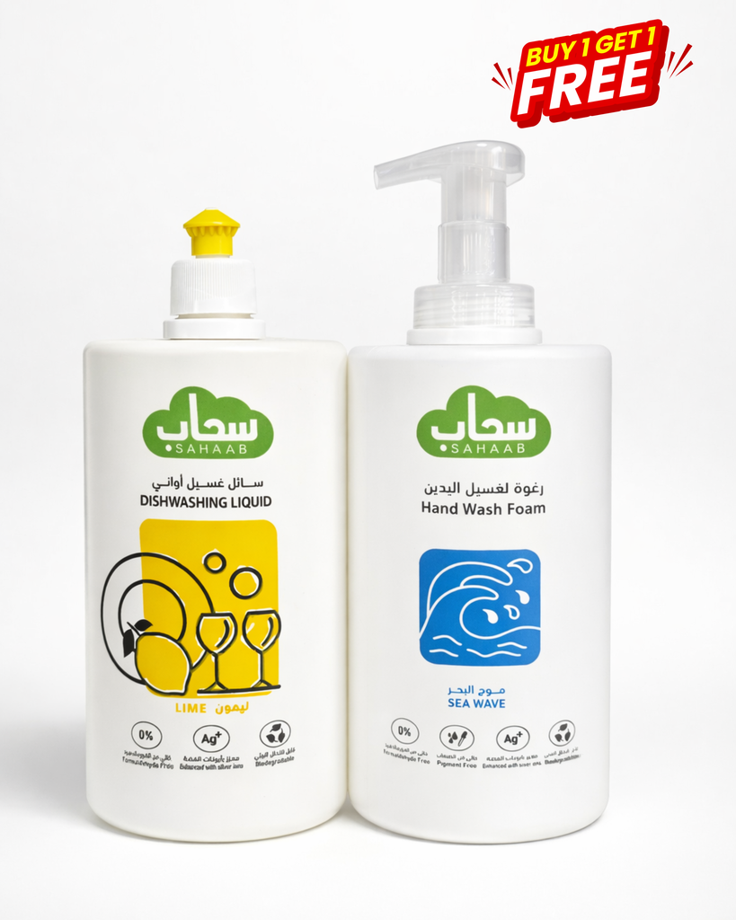 Sahaab Dish Washing Liquid Lime 1 ltr & Hand Wash Foam Sea Wave 1 ltr