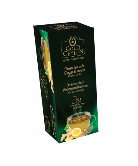 Gold Ceylon 25 Envelope Green Tea With Ginger And Lemon 1.5 Gram Tb