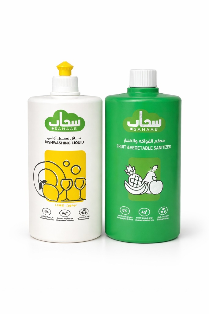 Sahaab Fruit and Vegetable Sanitizer 1 Liter & Lemon Dishwashing Liquid 1 Liter