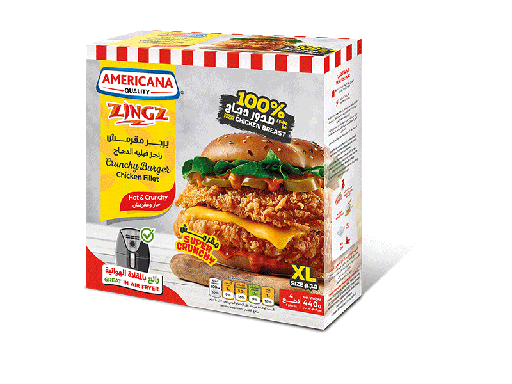 Americana Zingz Crunchy Burger Chicken Fillet Hot & Crunchy 440 Gm 