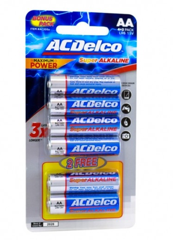 Ac Delco Alkaline Aa-6 Prom Batteries 4+2 Pcs Free 