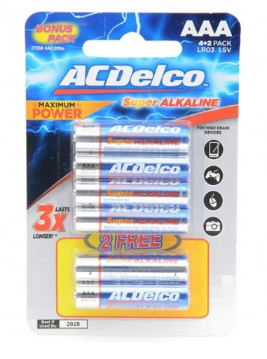 Ac Delco Alkaline Aaa-6 Promo Batteries 4+2 Pcs Free 