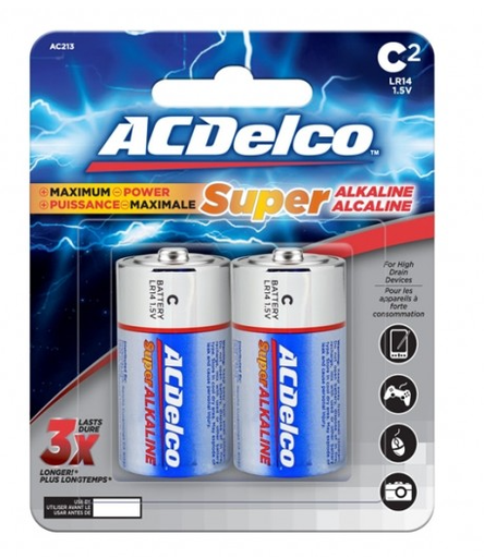 Ac Delco Alkaline C-2 Batteries 2 Pcs 