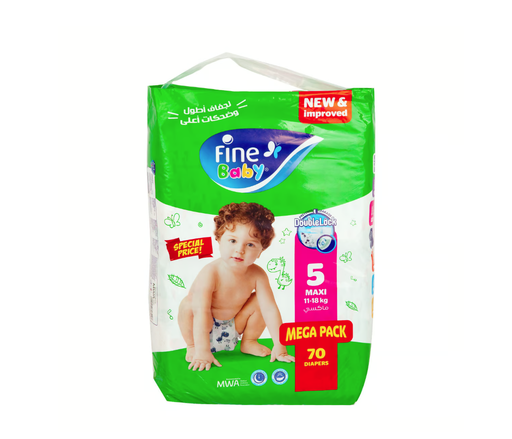 Fine Baby Diapers  - Mega Pack- Maxi 11-18 Kg 70 Diapers 