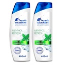 Head & Shoulders Menthol Refresh Anti-Dandruff Shampoo For Itchy Scalp 2 x 400 ml 