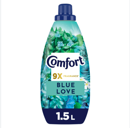 Comfort Concentrate Fabric Softener Blue Love 9x fragrance 1.5 Litres 